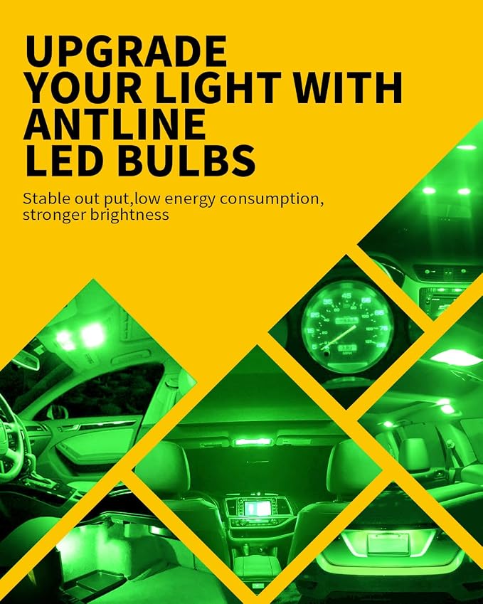 Antline DE3175 DE3021 DE3022 3175 31MM 1.22”LED Bulb Green, Super Bright Canbus Error Free 12 Volt Replacements for Interior Dome Map Vanity Mirror Sun Visor Lights (Pack of 10)