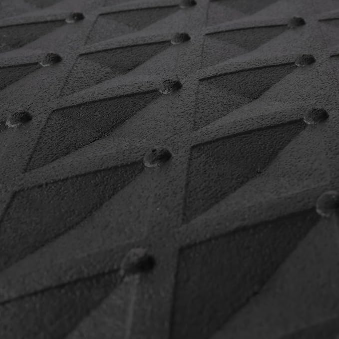 CAR PASS Black Rubber Car Mats, All-Weather Floor Mats Full Set Durable Anti-Slip 3D Rhombus Waterproof Automotive Pad Trim to Fit Liner Universal Fit for Sedan SUV Truck Van, 4 Pcs All Black Rubber