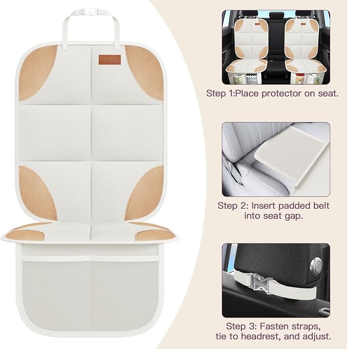 SMART ELF 2 Pack in Gift Box Car Seat Protector, Seat Cover with Mesh Storage Pockets, Non-Slip Backing, Protective Car Seat Mat for Sedan SUV Truck