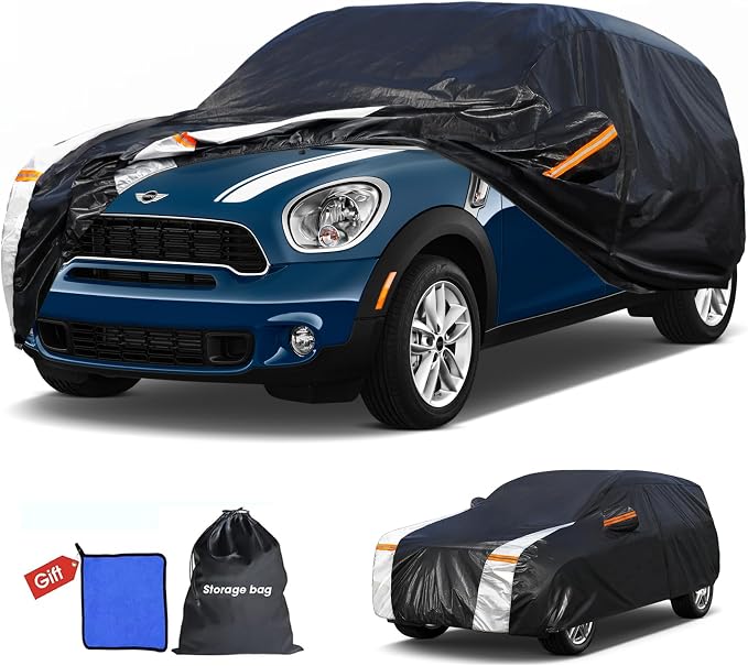 10 Layers Car Cover Custom Fit for Mini Countryman 2015-2026 100% Waterproof All Weather Automobiles, Gift with Towel, Heavy Duty Car Covers for Rain Sun UV Protection with Door Zipper.
