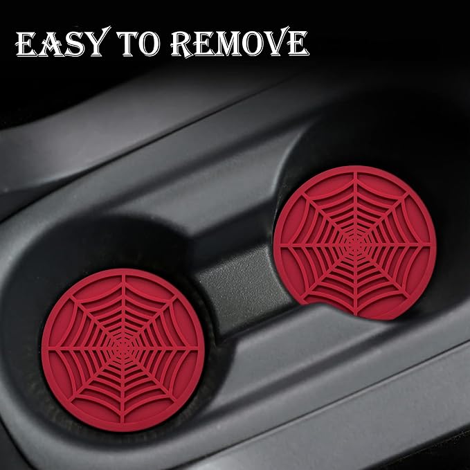 4PCS Car Cup Holder Coasters, 2.75 Inch Universal Non-Slip Insert Water Bottle Holder Pads, Car Interior Accessories Sets (Red)