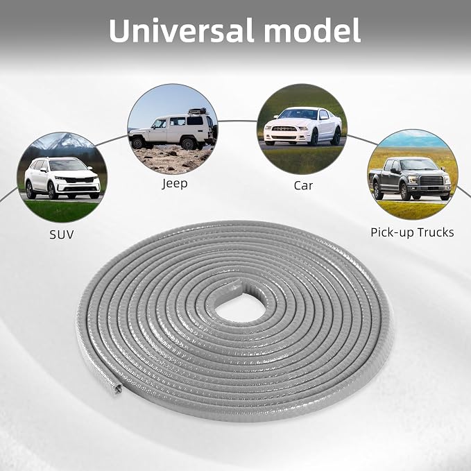 SINGARO 16.4Ft (5M) Car Door Edge Guard, No Glue Car Door Entry Guard Protective Strip, Rubber Edge Trim Car Door Protector, Applicable to Car, Truck, SUV and ATV, Car Exterior Accessories（Gray）