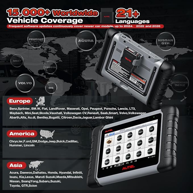 2026 Autel Scanner MaxiCOM MK808BT PRO, V2.0 Bidirectional Diagnostic Scan Tool as MK900BT, 33ft BT of MK900 MX900 MK808S MX808S, 3000+ Active Test, 28+ Reset, Injector Coding, All Systems, FCA, OS 11