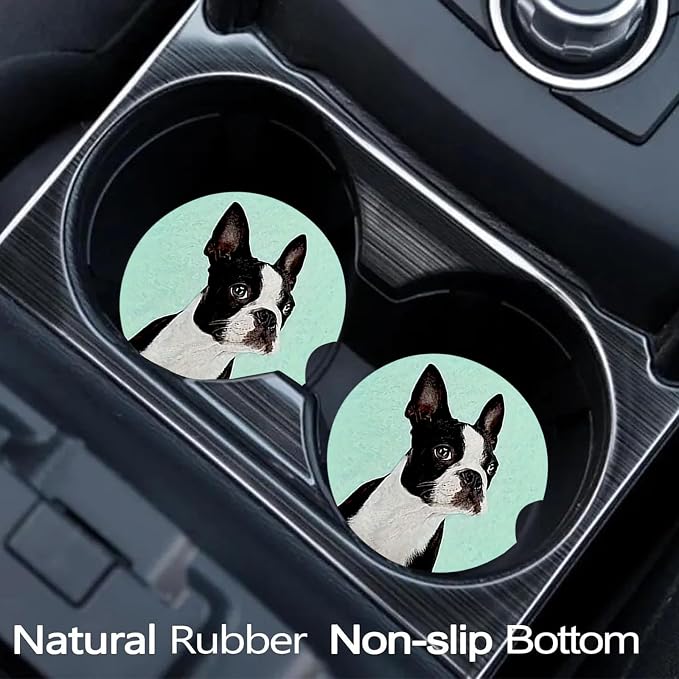 2 Pack Dog Car Cup Holder Coasters Universal Neoprene Coasters | 2.75" Universal Size Anti Slip Rubber Mat, Auto Cup Holder Accessories for SUV Truck, Dog Mom Gifts for Women Men