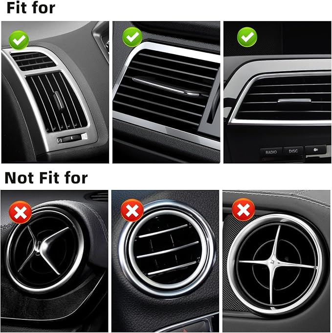 NBTEPEM Bling Car Air Conditioner Decoration Strip for Vent Outlet, 10 PCS Universal Rhinestone Car Vent Outlet Trim Decorations, Bling Interior Accessories for Women and Girls (Black)