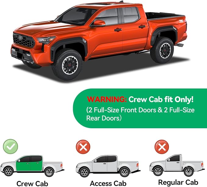 Floor Mats & Floor Liners Custom for 2024-2026 Toyota Tacoma Double Cab (Not fit Hybrid), TPE Automotive All Weather Cover Protection Waterproof Black Front & Rear Row Full Set Car Mats, 3PCS