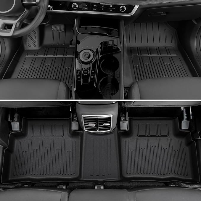 Floor Mats for Kia Sportage Hybrid 2023-2026, All Weather Floor Mats Trunk Cargo Liner with Backrest Protectors and Door Sill Guards Accessories, Full Coverage Set (Not Fit PHEV&Gas)