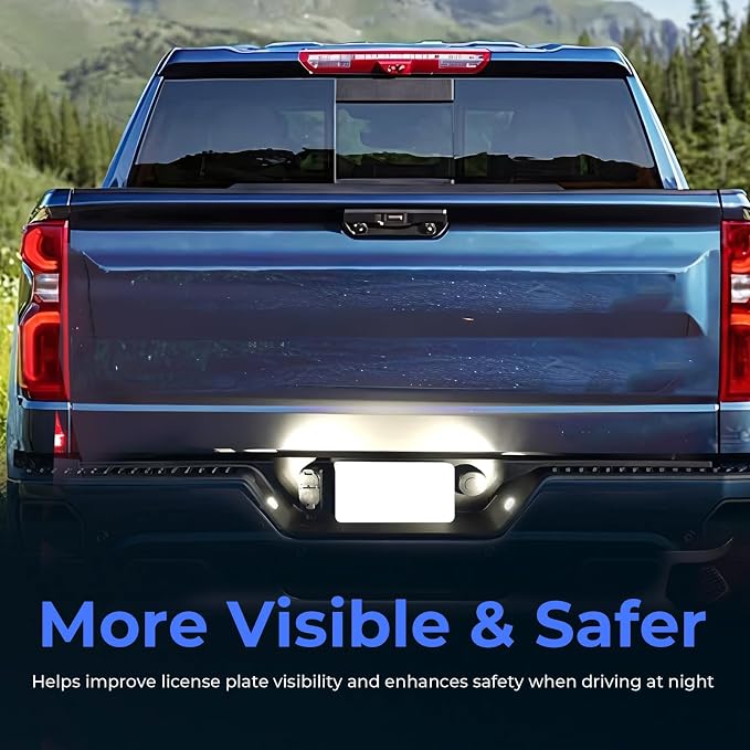LED License Plate Lights Assembly Compatible with 2014 2015 2016 2017 2018 2019 2020 2021 2022 Chevy Silverado GMC Sierra 1500 2500HD 3500HD 2015-2021 Colorado Canyon Accessories Tag Lamp 6000K White