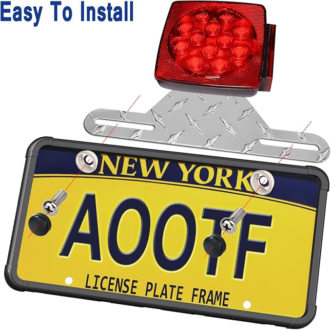 Aootf Trailer License Plate Bracket, Aluminum Holder & Silicone Frame | for Truck/RVs/Boats, Universal License Plate Light Mounting Kit, With Screw Cap