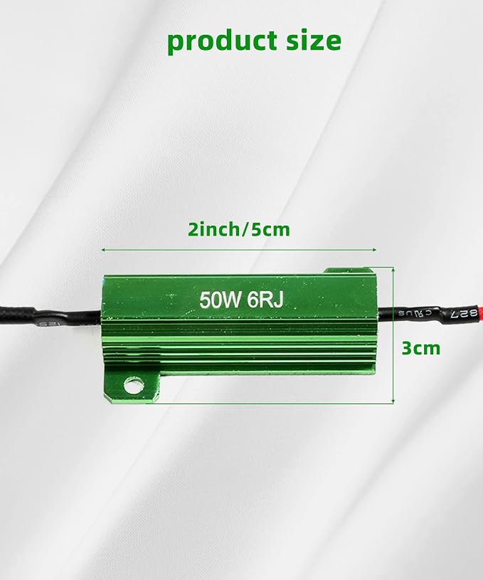 4 PCS Load Resistor,LED Turn Signal Resistor Flasher Adaptor with Wire&Clip,50W 6ohm LED Load Resistors Conversion Kit Fix LED Bulb Hyper Flash Turn Signal Light Bulb Fast Blink Error Code (2 Green)