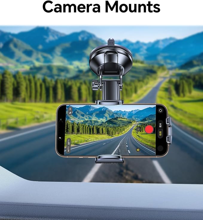 Phone Holders for Your Car Phone Holder Mount【Super Suction】Cell Phone Holder for Car Accessories for Women Men【360° Adjustable】Suction Phone Mount for Car, Shower, Mirror, Window for iPhone Samsung