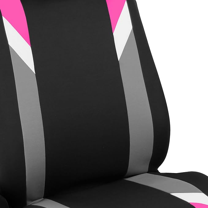 FH Group Front Set Cloth Car Seat Covers for Low Back Car Seats with Removable Headrest, Universal Fit, Airbag Compatible Seat Cover for SUV, Sedan, Van, Pink