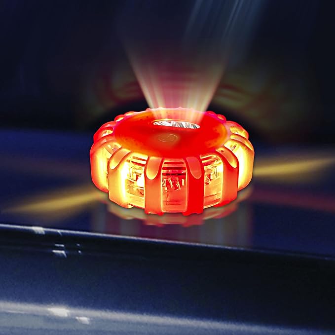 STP Emergency Roadside LED Flare, 8 Modes, 1 Mile Signal Visibility, Battery-Powered SEL1-1004-ORG