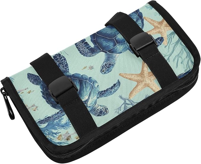 Car Visor Tissue Holder Mask Holder for Car, Car Tissue Box Sun Visor Napkin Holder Car Visor Accessories Adjustable Straps Reusable Durable Easy to Install Mint Green Sea Turtles Starfish