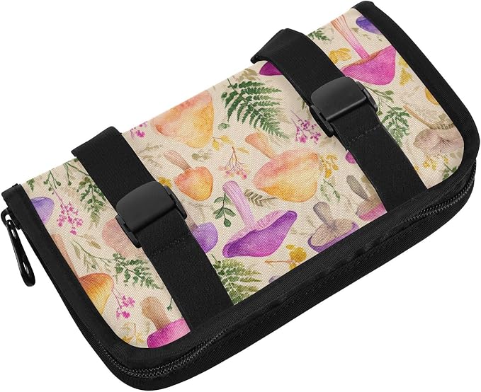 Car Tissue Holder Car Napkin Holder Car Tissue Box Dispenser Storage Case Sun Visor Mask Holder with Adjustable Straps Reusable Refillable Mushroom Colorful Pattern