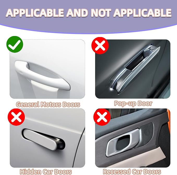 NBTEPEM 10 Pcs Bling Rhinestone Car Door Handle Stickers, Universal Crystal Diamond Glitter Door Handle Protector Decals, Scratch‑Resistant Bling Car Accessories for Women (Purple)