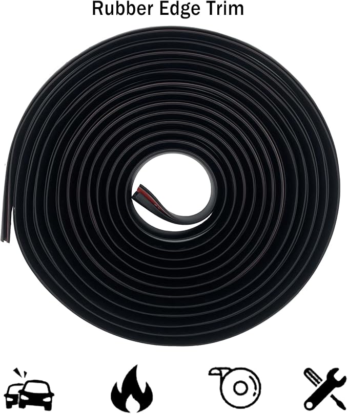 Door Edge Guard U Channel Rubber Edge Trim Self Adhesive Metal Edge Protection Guard for Most Car Doors, Hatches, Lockers, Panels (10Ft, Black)