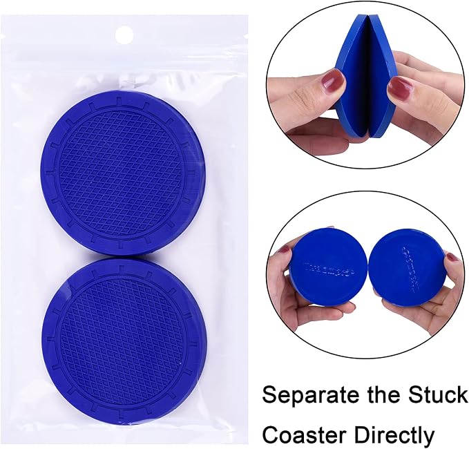 Car Coasters, Wisdompro 4 Pack PVC Car Cup Holder Insert Coaster - Anti Slip Universal Vehicle Interior Accessories Cup Mats for Women(2.75" Diameter, Blue)