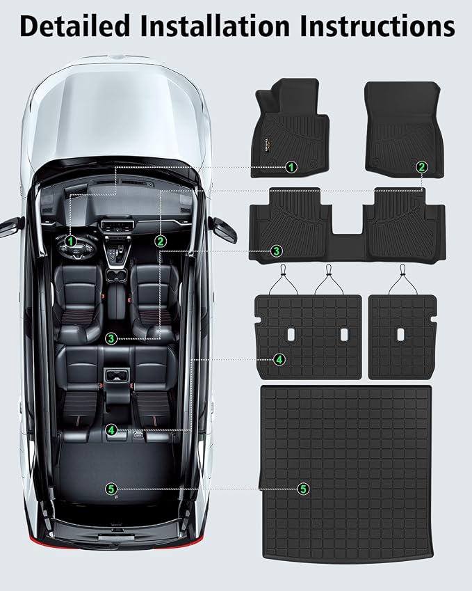 Floor Mats Custom for Mazda CX-50 Hybrid 2025-2026 | All Weather TPE Rubber Floor Liners, Cargo Liner, Backrest Mat Full Set for CX50 2025 Plug-in Hybrid Accessories, Black