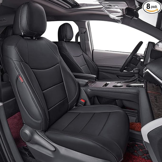 coverdream Sienna Seat Covers Custom Fit for 2021-2026 Toyota Sienna LE/XLE (8-Passenger),2nd Row Bench w/Removable Middle Seat,Waterproof Leather Car Seat Protector (Full Set,Black)