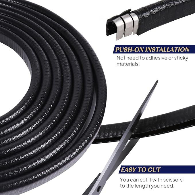 Black Edge Trim U-Channel Rubber Seal Edge Trim with Metal 1/2" X 3/8" - Fit Gap 3/64" to1/4 Car Door Edge Sealing Strip,PVC Weather Stripping with Steel, Metal Edge Protector, 150FT