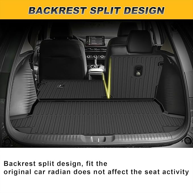 Cargo Mat & Backrest Mat Fit for Honda HRV 2023-2027 | for Acura ADX 2025-2026, All Weather TPE Custom Fit Trunk Mat Cargo Liner with Seatback Mat Accessories, Black