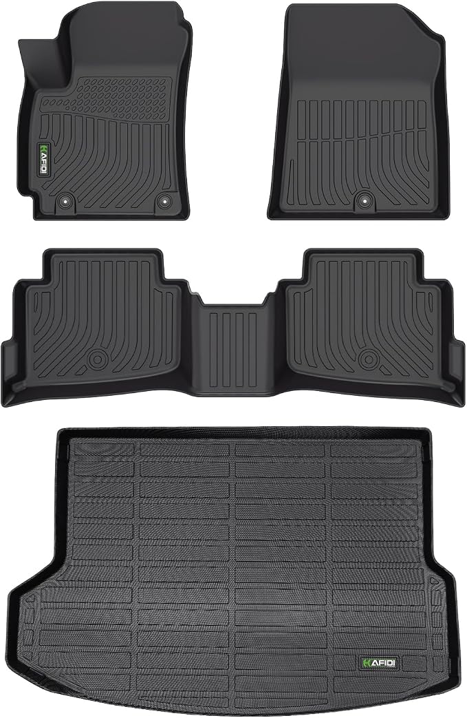 HAFIDI® Floor Mats & Cargo Liner Set Fit for 2020 2021 2022 2023 Kia Seltos (with Subwoofer) Car Mats for Seltos All Weather Floor Liners Protection TPE Anti-Slip Automotive Accessories - Black