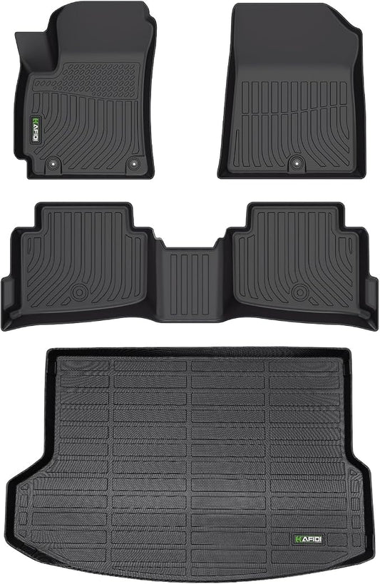 HAFIDI® Floor Mats & Cargo Liner Set Fit for 2020 2021 2022 2023 Kia Seltos (with Subwoofer) Car Mats for Seltos All Weather Floor Liners Protection TPE Anti-Slip Automotive Accessories - Black