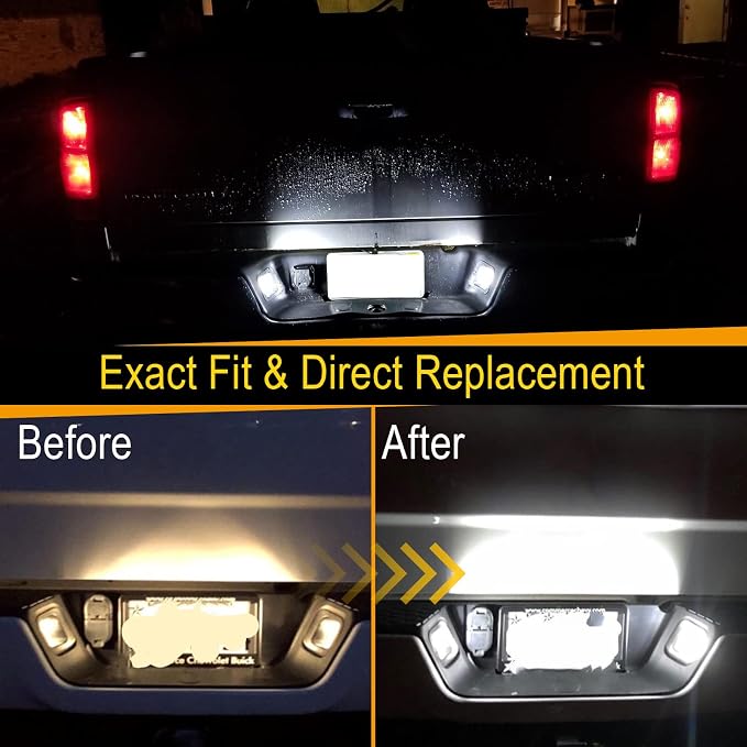 R&F Auto License Plate Lights for 2003-2018 Ram 1500 2500 3500 6000K | For 19-20 Ram 1500 Classic LED Tag Lamp Powered by 40pcs Chips Smoked Error Free Xenon Pure White|DOT|SAE|OEM Fit