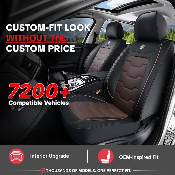 Car Seat Cover Full Set Kit, Universal Car Seat Cover for Cars, Waterproof Leather, Protect & Upgrade Car Interior, Airbag Compatible, Easy to Install & Clean, for SUV, Pickup Truck, Sedan