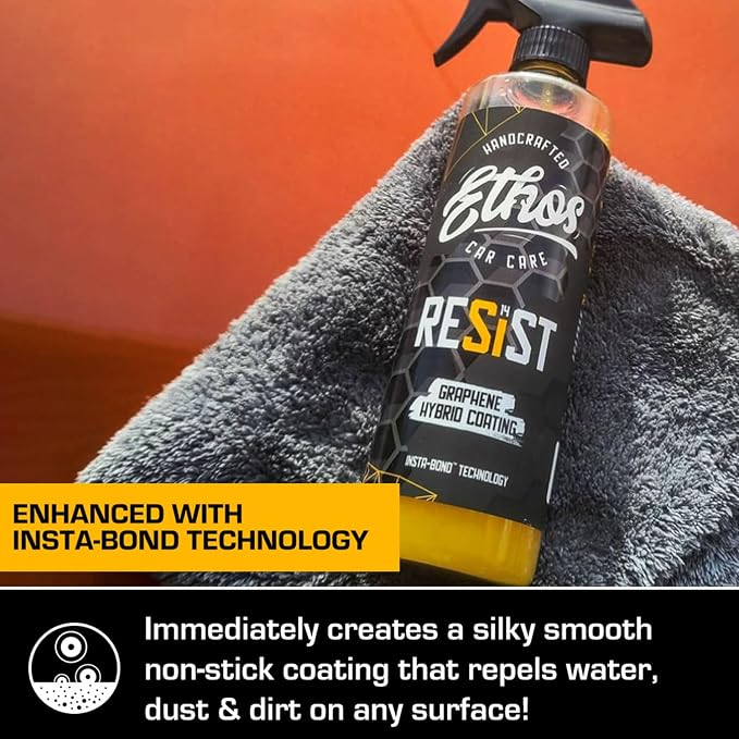 Ethos RESIST Graphene Spray Coating for Cars – Graphene Ceramic Coating Spray, Extreme Hydrophobic Protection, Gloss Enhancement, Ceramic Coating for Cars (Gallon)