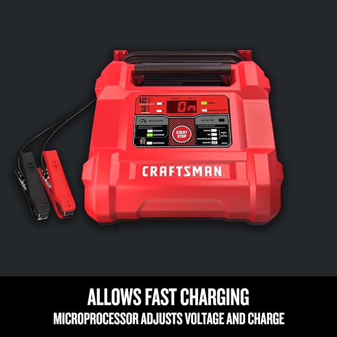 CRAFTSMAN 12A Car Battery Charger & Maintainer, 6V/12V – CMXCESM258