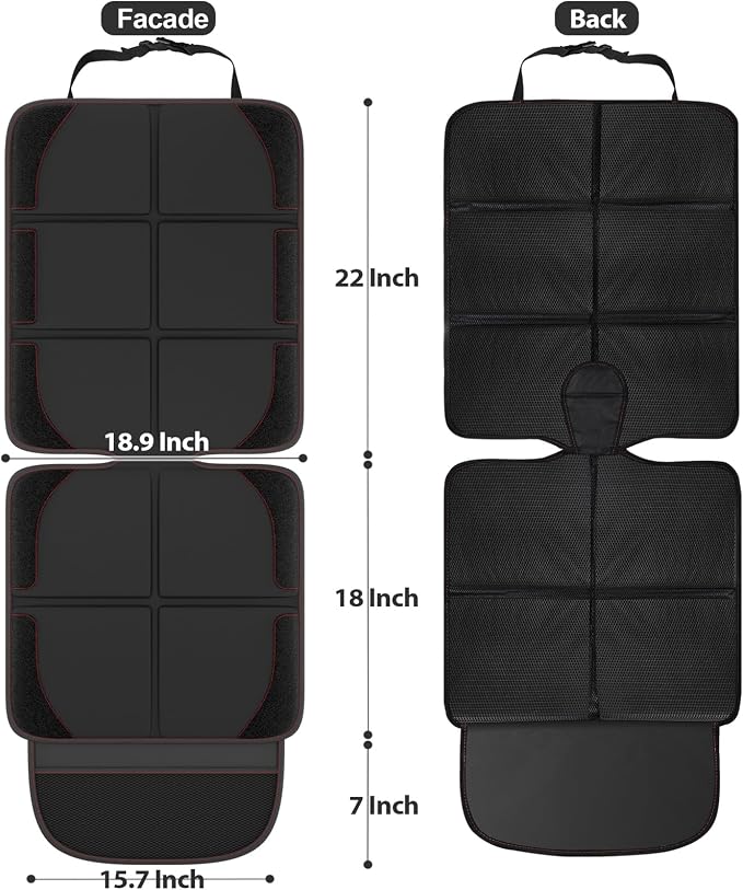 Gimars Car Seat Protector, 2 Pack, Waterproof 600D Fabric Carseat Protector Car Seat Cover for Child Car Seat with Nonslip Backing Mesh Pockets for Baby and Pet SUV Sedan Truck Leather Seats