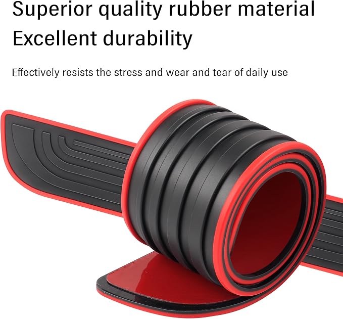 4PCS Car Door Sill Protector,Anti-Scratch Rubber Car Door Protector Edge Guards for Door Steps,Universal Waterproof Door Threshold Strips Exterior Accessories for Car Truck SU (Black+Red, Width 1.57")