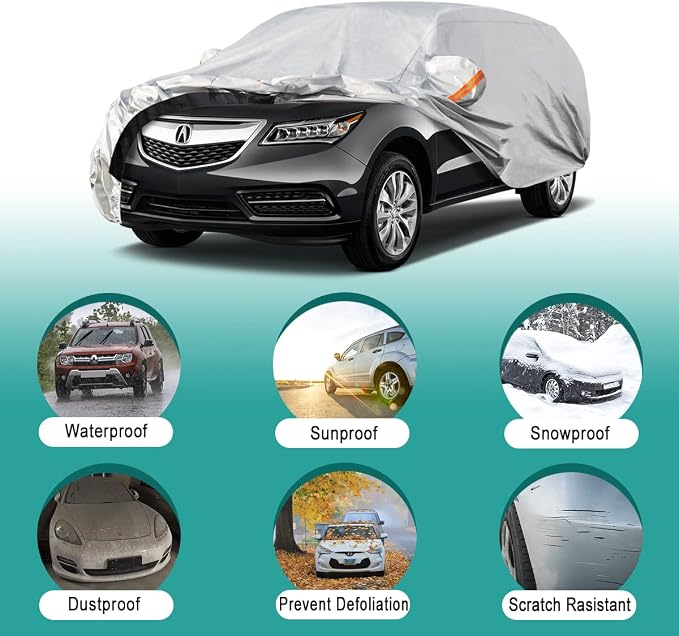 GUNHYI 6 Layers SUV Car Cover Custom Fit BMW X5 (2007-2026) Waterproof All Weather, Heavy Duty Outdoor Snow Sun Rain Uv Protection (Ships from US Warehouse, Delivery 3-8 Days)
