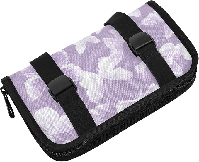 Purple White Butterfly Car Tissue Holder Durable Napkin Holder Hanging Tissue Holders Case Car Tissues Bag for Sun Visor Seat Back Universal Auto