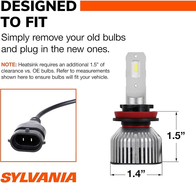 SYLVANIA - H11 LED - Fog Lights For Cars and Trucks - Headlight Bulbs for Off Road Powersports - 6000k Cool White LED Light - Long-Lasting Bulbs - No Polarity - DIY Upgrade
