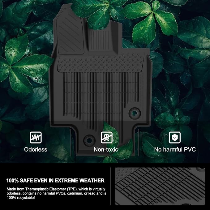 Kiwi Master Floor Mats for 2020-2026 Toyota Highlander | Custom Fit All Weather Car Mats, Heavy Duty TPE Floor Liners, Front & Rear 2 Row Set, Black