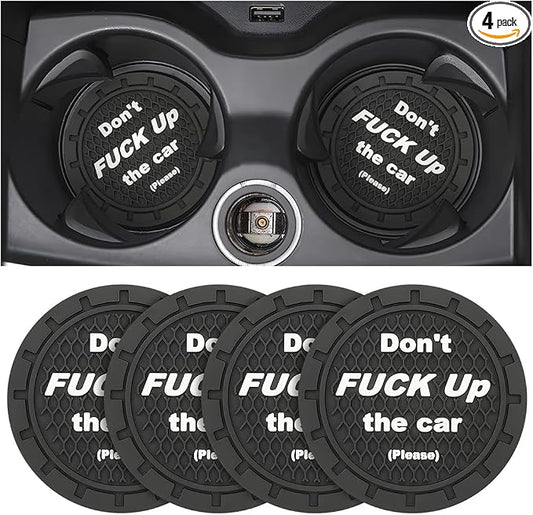 8sanlione Car Cup Coaster, 4Pcs 2.75 Inch Auto Cup Holder Insert Coasters, Non-Slip Waterproof Embedded Drink Mat, Automotive Interior Accessories for Men and Women (A Black/4PCS)