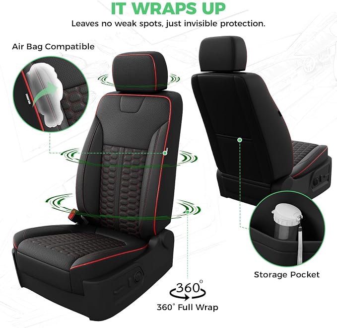 Custom Seat Covers for 2019-2026 Silverado/Sierra 1500 Crew Cab | Fits 2500/3500HD 2020-2026, Jump Seat Cover(armrest storage only), Faux leather, Waterproof, Scratch-resistant, Easy-clean