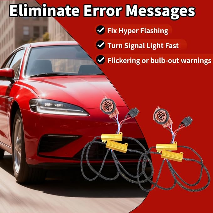 3157 4157 Led Load Resistor Harness Led Turn Signal Hyper Flash Fix | 50W 6ohm 4157 3157 T25 Plug and Play Load Resistor Switchback Led Resistor Anti Hyper Flash Brake Light Blinker 2Pcs