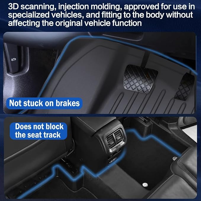 All Weather Rubber Car Floor Mats Compatible with 15-19 Ford Explorer Bench Seating No Fit Bucket Seating TPE Rubber Full Set Includes 1st 2nd Row Front Floor Mat (for 15-19 Ford Explorer Bench)