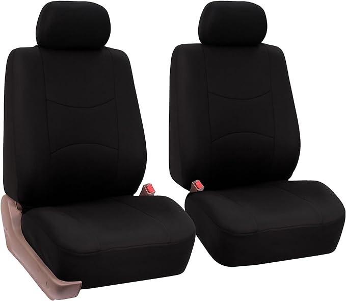 FH Group Car Seat Covers Front Set in Cloth - Car Seat Covers for Low Back Car Seats with Removable Headrest,Universal Fit,Automotive SeatCovers,Washable Car SeatCover for SUV,Sedan,Van Black