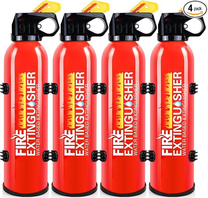Fire Extinguisher for Home with Wall Mount - 4 Pack Upgraded 8-in-1 Portable Fire Extinguisher for Car Vehicle Boat House Kitchen, Water-Based Fire Extinguisher for A, B, C, K Fire
