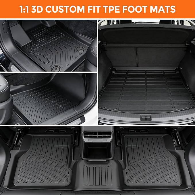 Floor Mats for Dodge Hornet GT/GT Plus & R/T Plug-in Hybrid 2023-2025 | Custom Fit Heavy Duty TPE All Weather Protection, Waterproof Non-Slip Black (Two-Row Floor Mats & Cargo Liner)