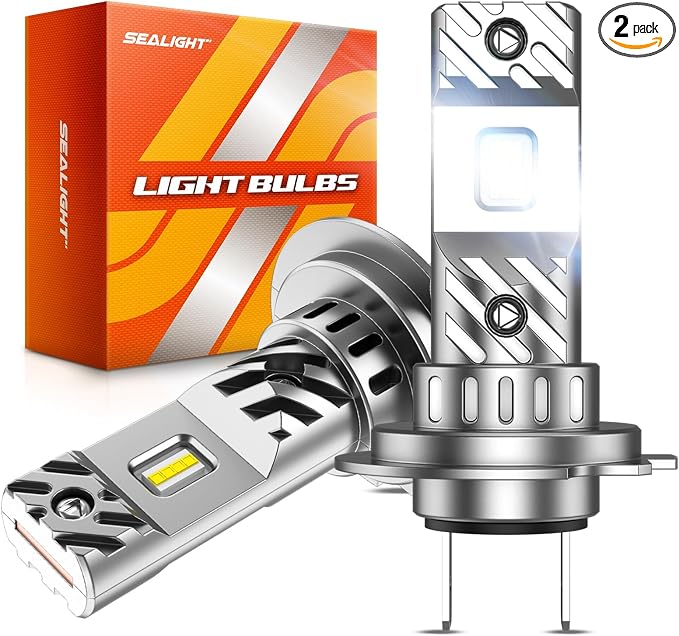 SEALIGHT H7 LED Light, 6500K Super Bright H7 LED Bulb 72,000LM with 15000RPM Cooling Fan, 60000+ Ultra-long Life Plug-N-Play, Pack of 2