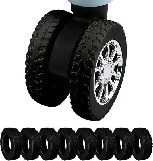 8 Pcs Luggage Wheel Covers for Suitcase Wheels Protective,Black | Silicone covers for 2.0-2.4 in exposed wheels;Wear-resistant & anti-noise silicone covers.Easy to install and rinse.