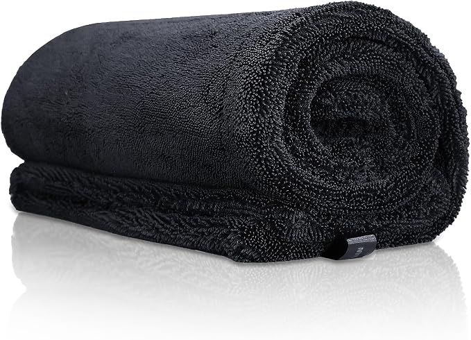 2 Pack 1500GSM Microfiber Drying Towel for Car 24"x36" & 11.8"x11.8"(Grey) | Ultra Absorbent Streak-Free Lint Free Twisted-Loop Cleaning Cloth for Cars Motorcycles Windows Kitchen