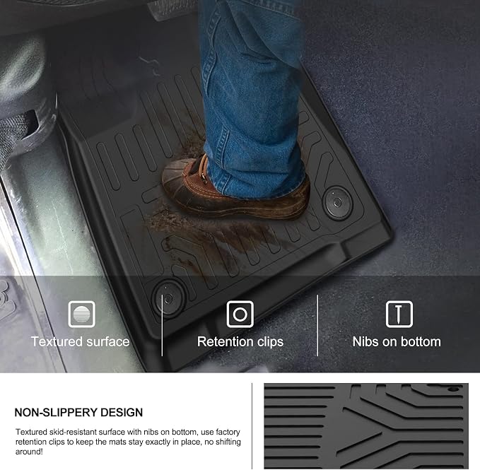 Kiwi Master Floor Mats for 2016-2022 Lexus RX (RX350/L RX450h/L) | Custom Fit All Weather Car Mats, Heavy Duty TPE Floor Liners, Front & Rear 2 Row Set, Black
