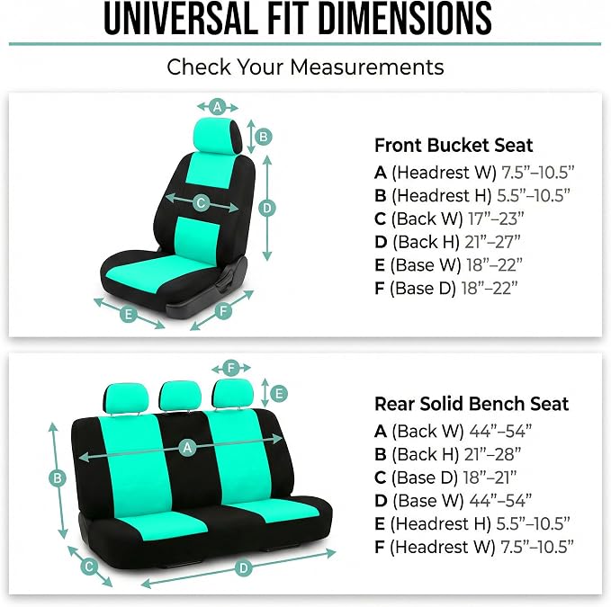 FH Group Car Seat Cover for Back Seat Cloth - Universal Fit Rear Seat Covers for Cars with Solid Bench,Car Seat Protector for Dogs and Kids,Car Interior Accessories for SUV, Sedan and Van Mint